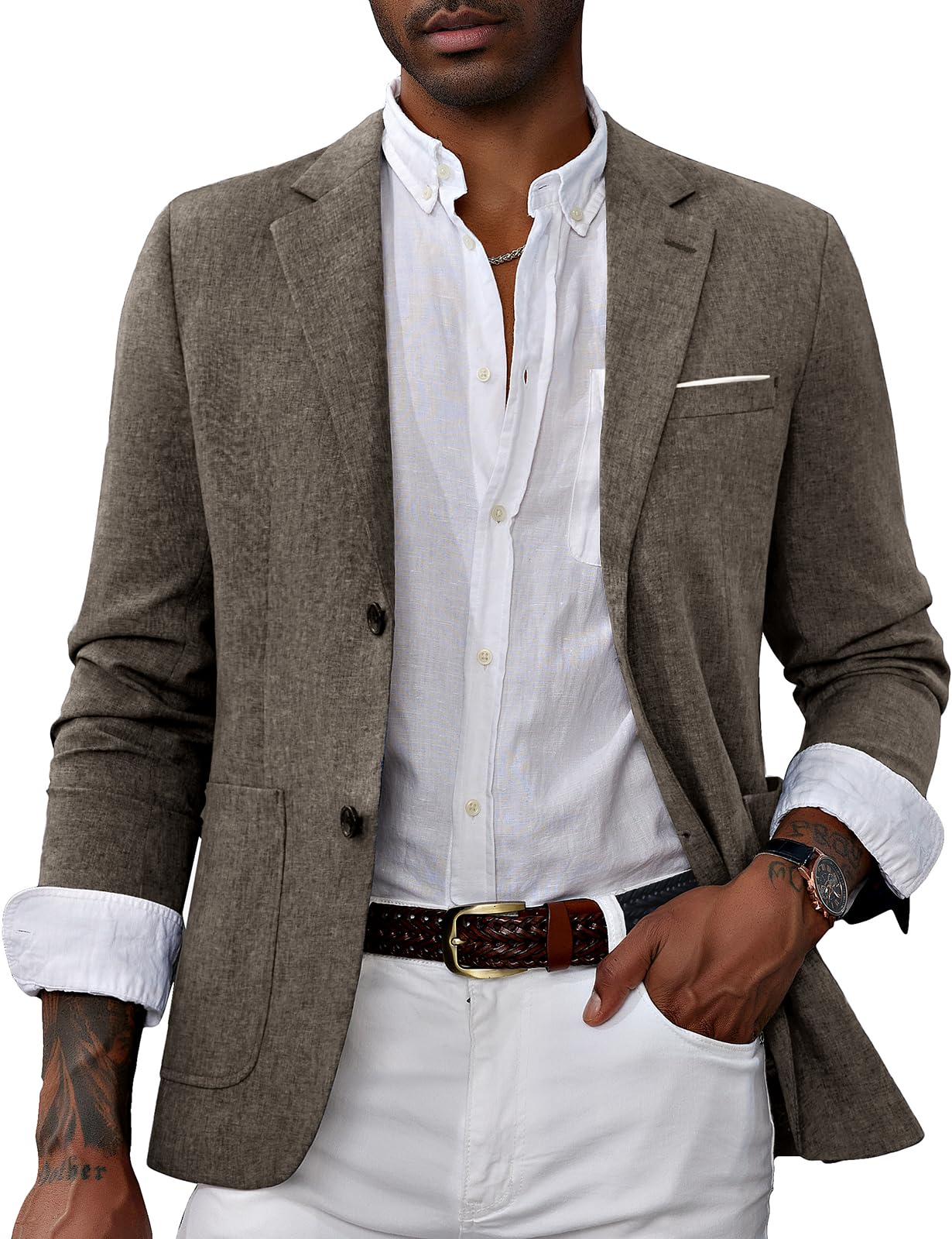 PJ PAUL JONES Mens Casual Sport Coat Blazer Two Buttons Lightweight Business Jackets